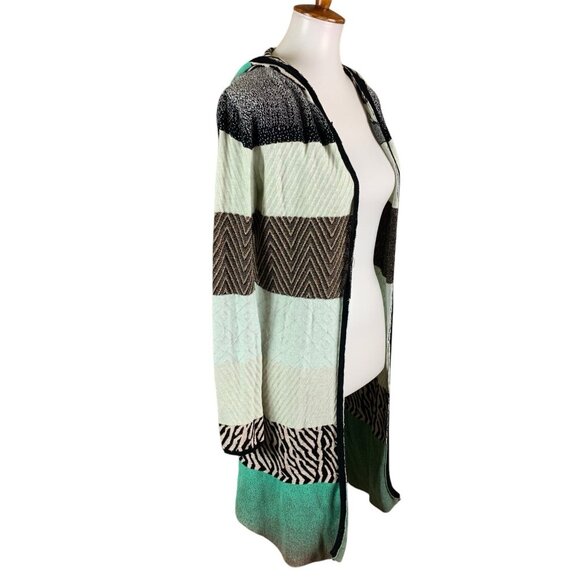 BKE Women’s Hooded Open Front Cardigan Sweater Size S Multi-Color Knit Longline - Picture 3 of 7